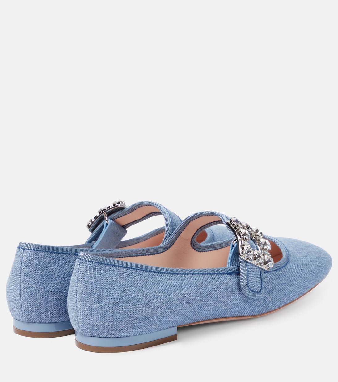 Балетки Très Vivier со стразами и пряжкой для малышей Roger Vivier, Jeans Chiaro — фото 3