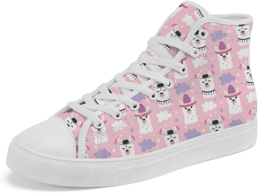 

Кеды на высокой подошве Chebing Llama из холщовой ткани, высокие кроссовки с альпакой, обувь для мужчин и женщин, розовый