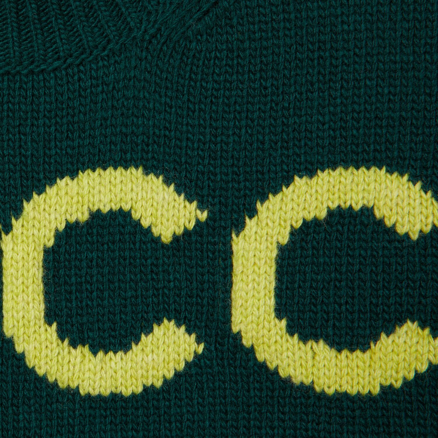 Топ GUCCI с интарсией, мягкий шерстяной, темно-зеленый — фото 3