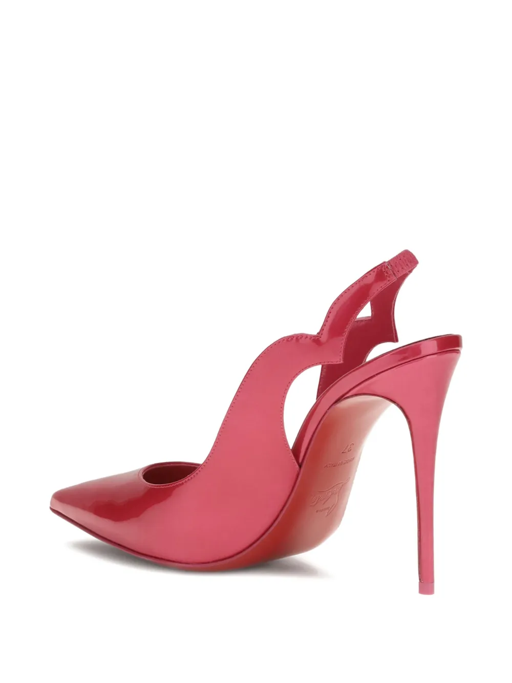 Туфли-лодочки из лакированной кожи с открытой пяткой 100 мм Christian Louboutin, красный — фото 4