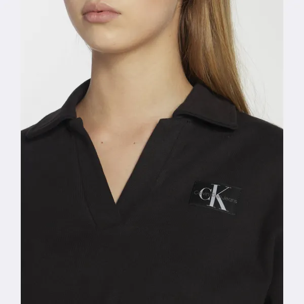 Толстовка свободного кроя с воротником-поло с этикеткой Calvin Klein, черный — фото 4