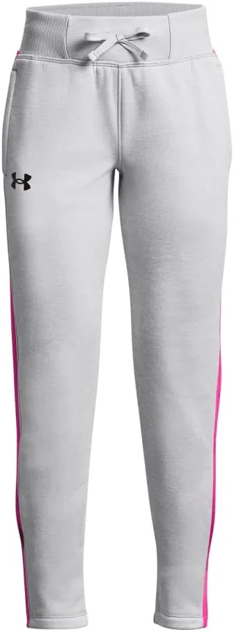 Детские флисовые штаны Under Armour для девочек, (016) Halo Gray Medium Heather//Rebel Pink