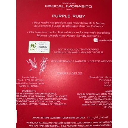 Парфюмерный набор для женщин PASCAL MORABITO Purple Ruby Eau De Parfum 95ml Spray & Bath Bomb Gift Set — фото 2
