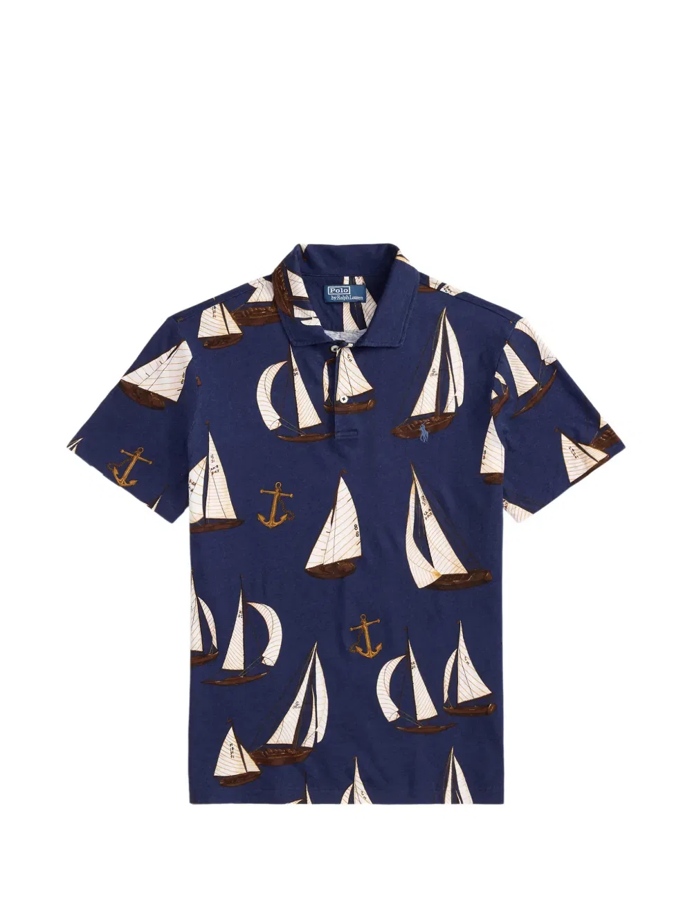 Поло с принтом парусника Polo Ralph Lauren, синий