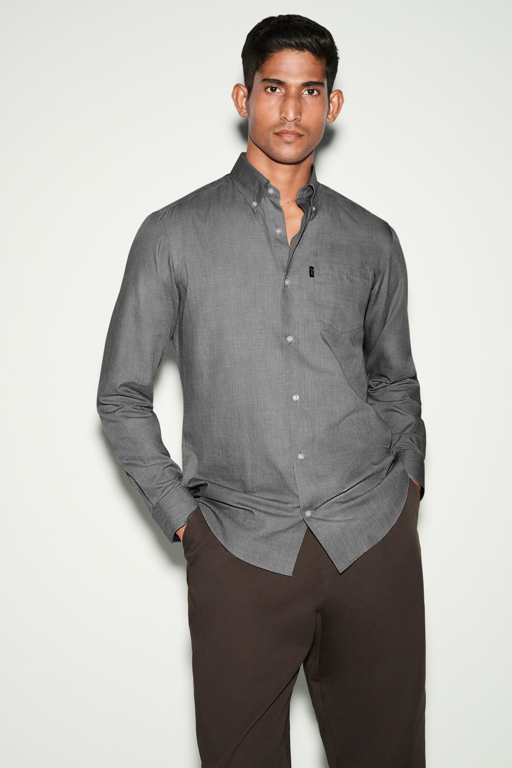 

Рубашка Оксфорд на пуговицах, которую легко гладить Next, серый