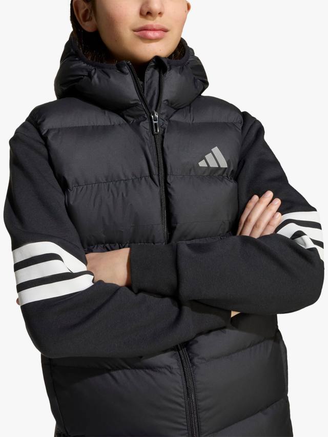 Детская утепленная жилетка с капюшоном из синтетического пуха adidas, Black — фото 3