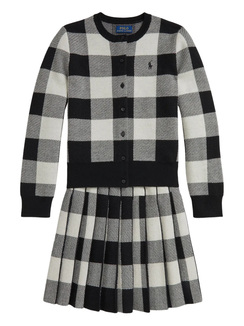

Комплект из юбки и кардигана в клетку гингем POLO RALPH LAUREN KIDS, черный