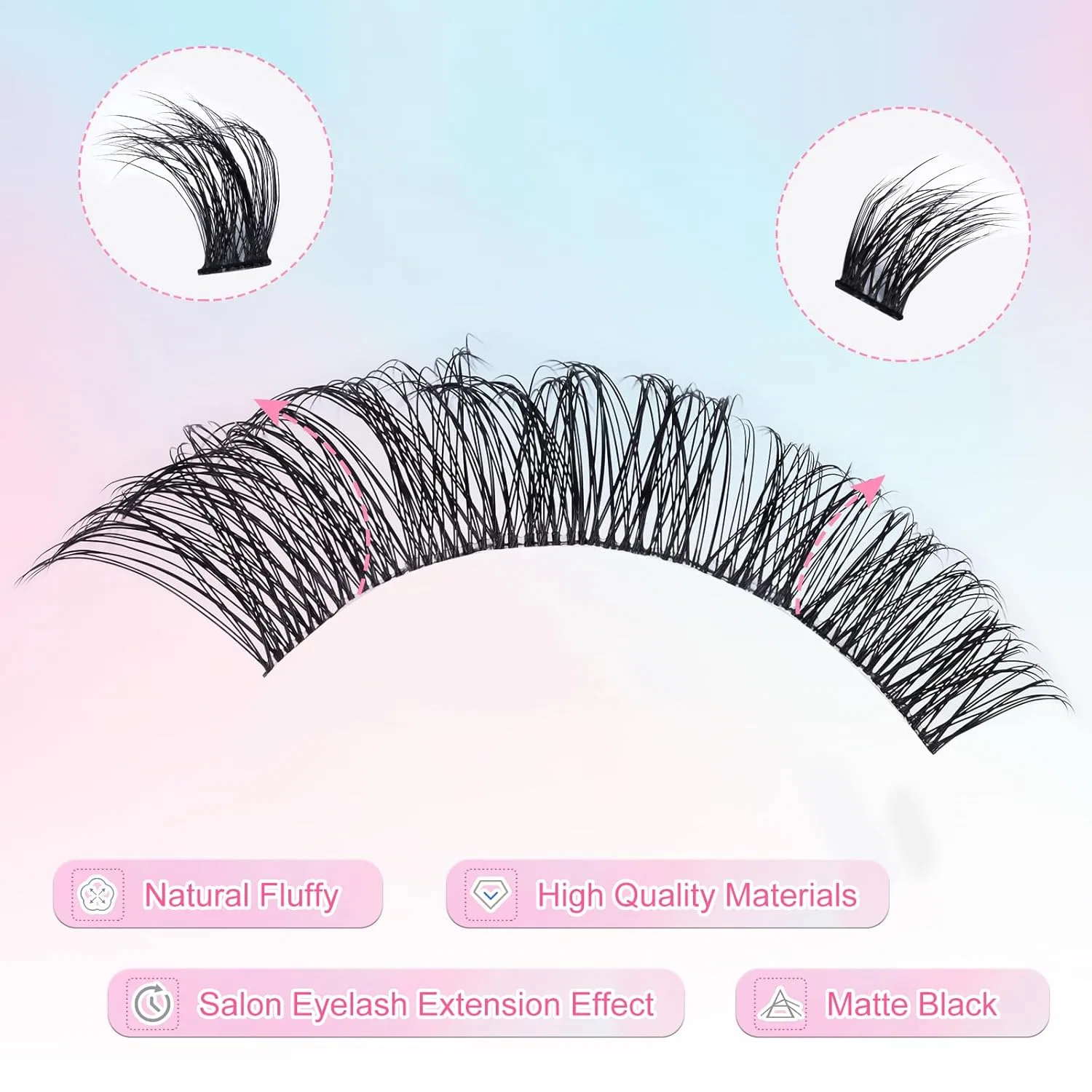 Накладные ресницы «Wispy Individual Eyelashes» от EMEDA Emeda, Black (Lash Only) — фото 4