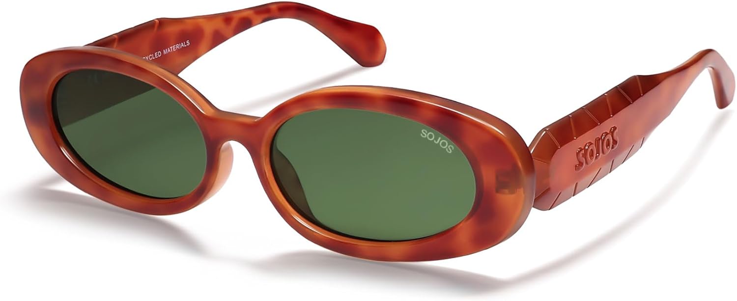 

Солнцезащитные очки SOJOS Ocean Collection Retro Oval Polarized для женщин и мужчин, винтажная оправа из переработанного пластика, экологичные, для защиты от солнца, Tortoise/Green