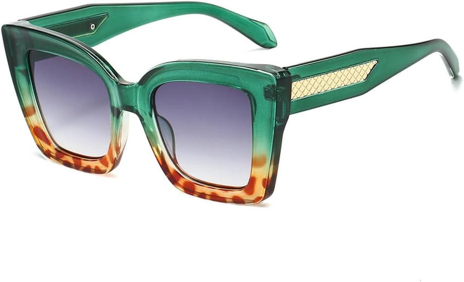 

Женские солнцезащитные очки в крупной оправе, двухцветные, «кошачий глаз», мужские, с защитой от УФ-излучения UV400, для занятий спортом на открытом воздухе, бега и езды на велосипеде UYPTK, Green Leopard