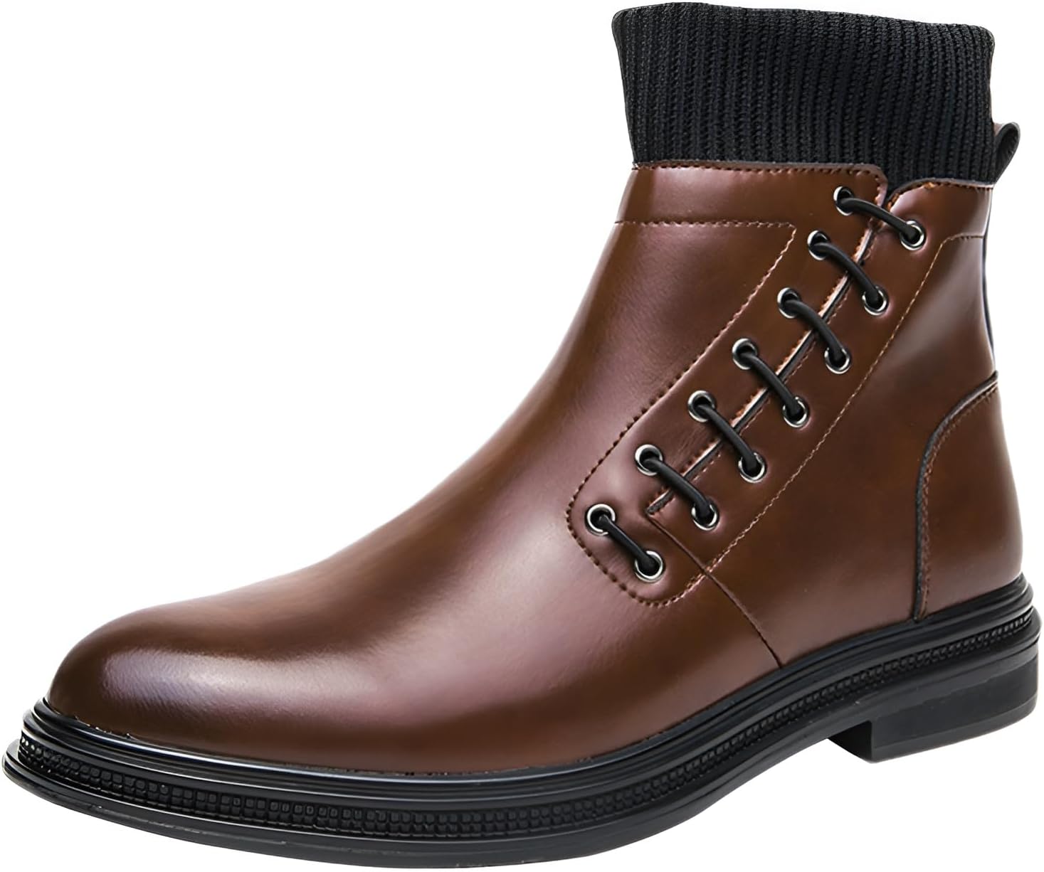 

Мужские стильные ботинки Jamron на боковой молнии из искусственной кожи, с заостренным носком и высокой посадкой, Coffee