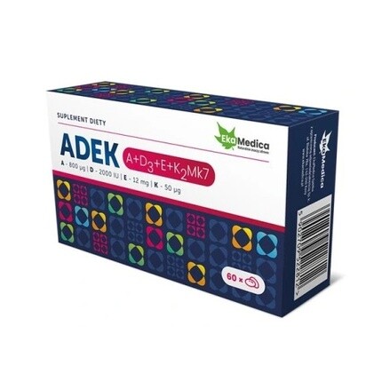 

Adek 60 капсул - добавка с витаминами A, D, E и K Ekamedica