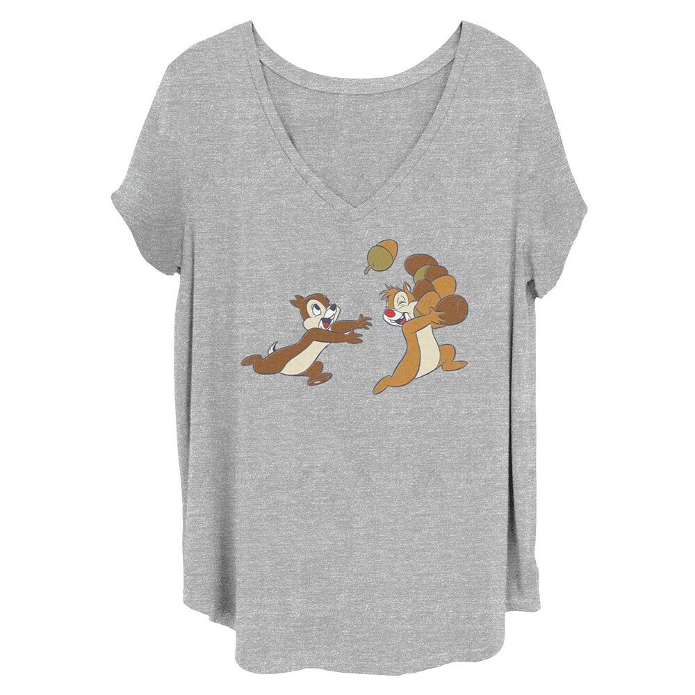 

Футболка большого размера Disney's Chip N Dale Juniors с рисунком Acorn Chase, цвет Heather Gray