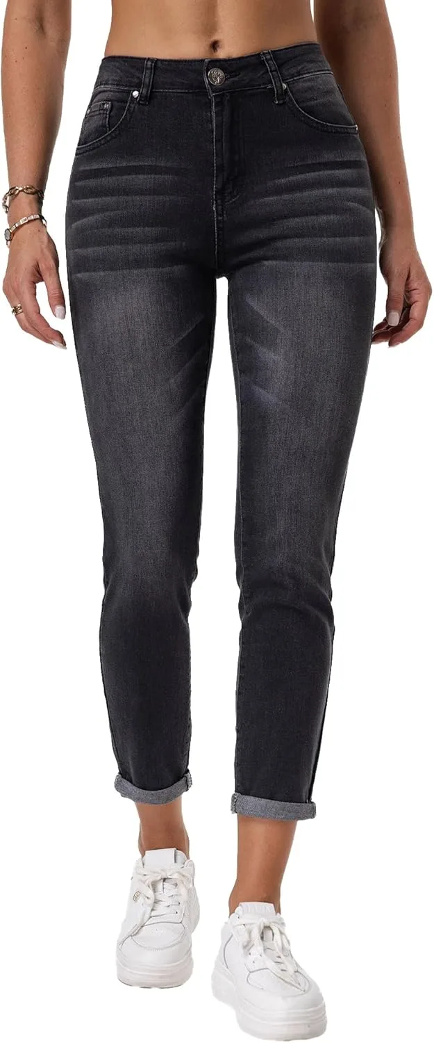 

RHODANTHE Женские рваные джинсы Boyfriend Stretch Skinny с потертостями