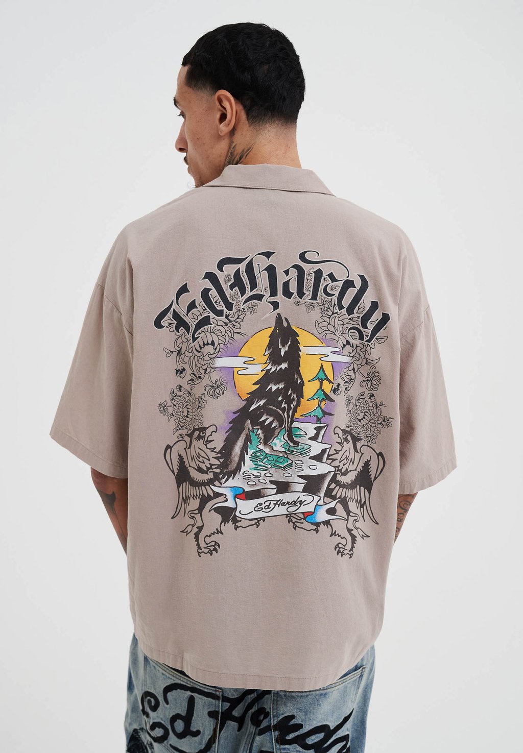 

Рубашка DON WOLF DRAGON PRINTED CAMP Ed Hardy, бежевый
