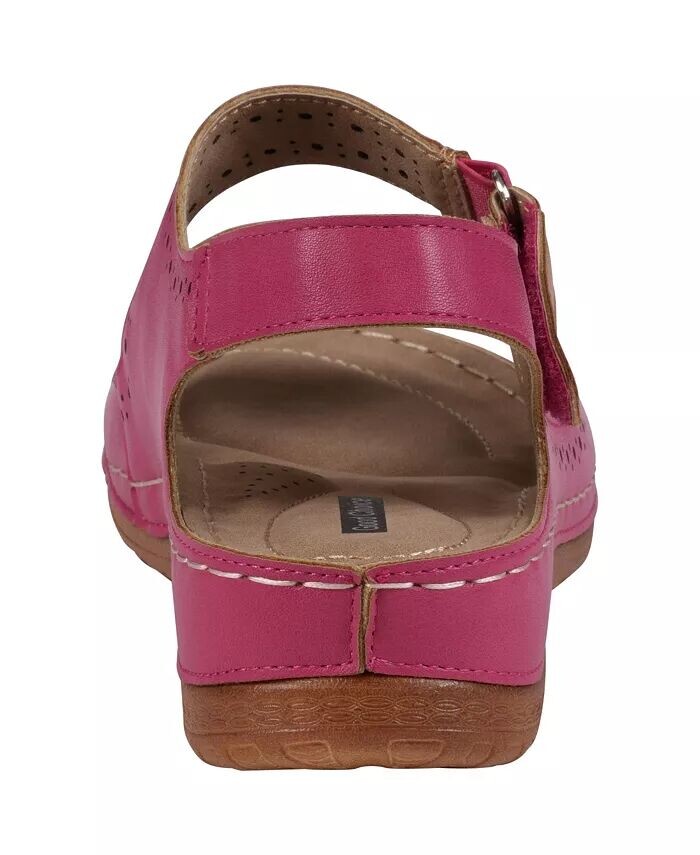 Женские сандалии на плоской подошве с перфорацией и двойной полосой Foster GC Shoes, красный — фото 3
