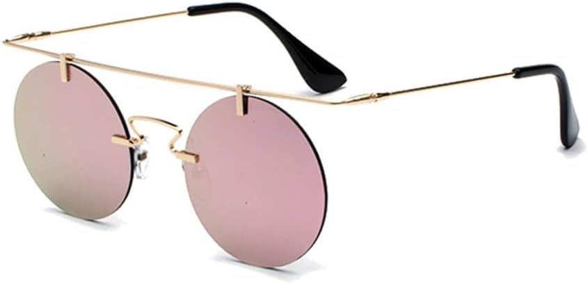 

Модные очки 2027 года для мужчин и женщин: классические круглые безободковые солнцезащитные очки в стиле стимпанк, винтажные очки с защитой от УФ-излучения UV400 MTZJH, 5