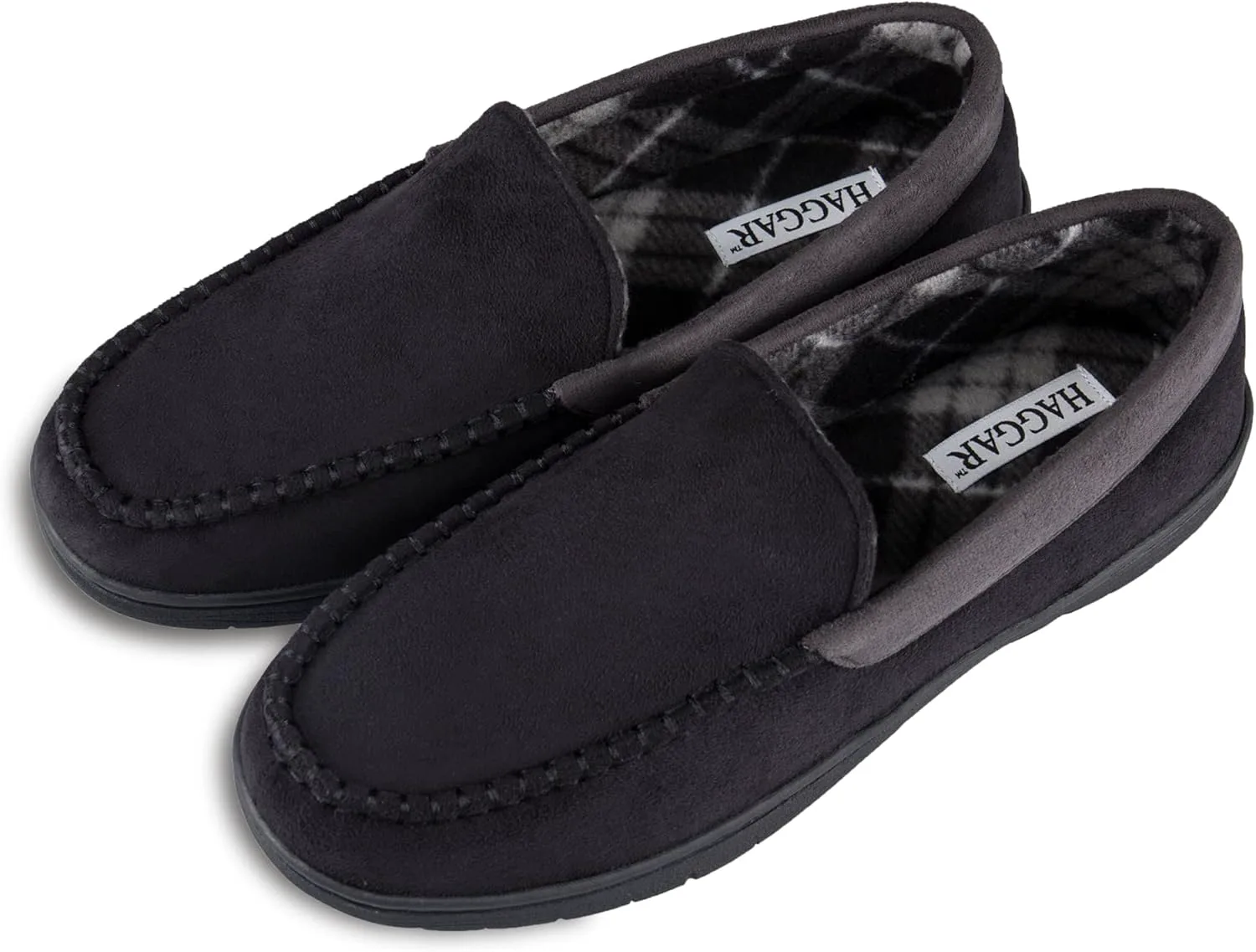 Мужские домашние тапочки Haggar Venetian Slipper для дома и улицы с комфортом из пены с эффектом памяти, черный — фото 4