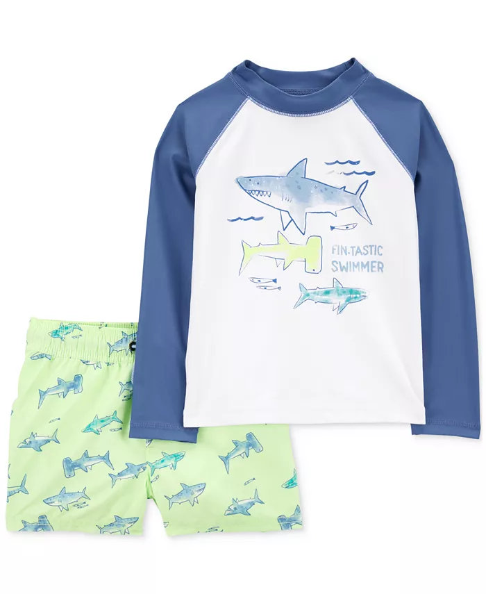

Детский комплект для плавания Shark: рашгард и плавки для мальчиков Carter's, мультиколор