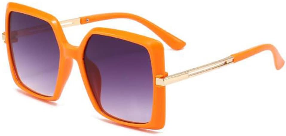 

Солнцезащитные очки PUB в крупной квадратной оправе с металлическими полыми дужками, модные солнцезащитные очки с защитой от УФ-излучения для мужчин и женщин, Orange Frame Gradient Gray Flakes