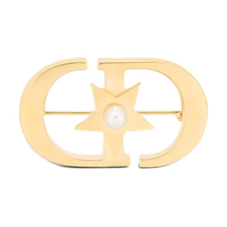 

Металлическая брошь женская золотая DIOR