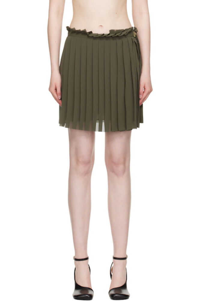 

Плиссированная мини-юбка цвета хаки AMI Paris