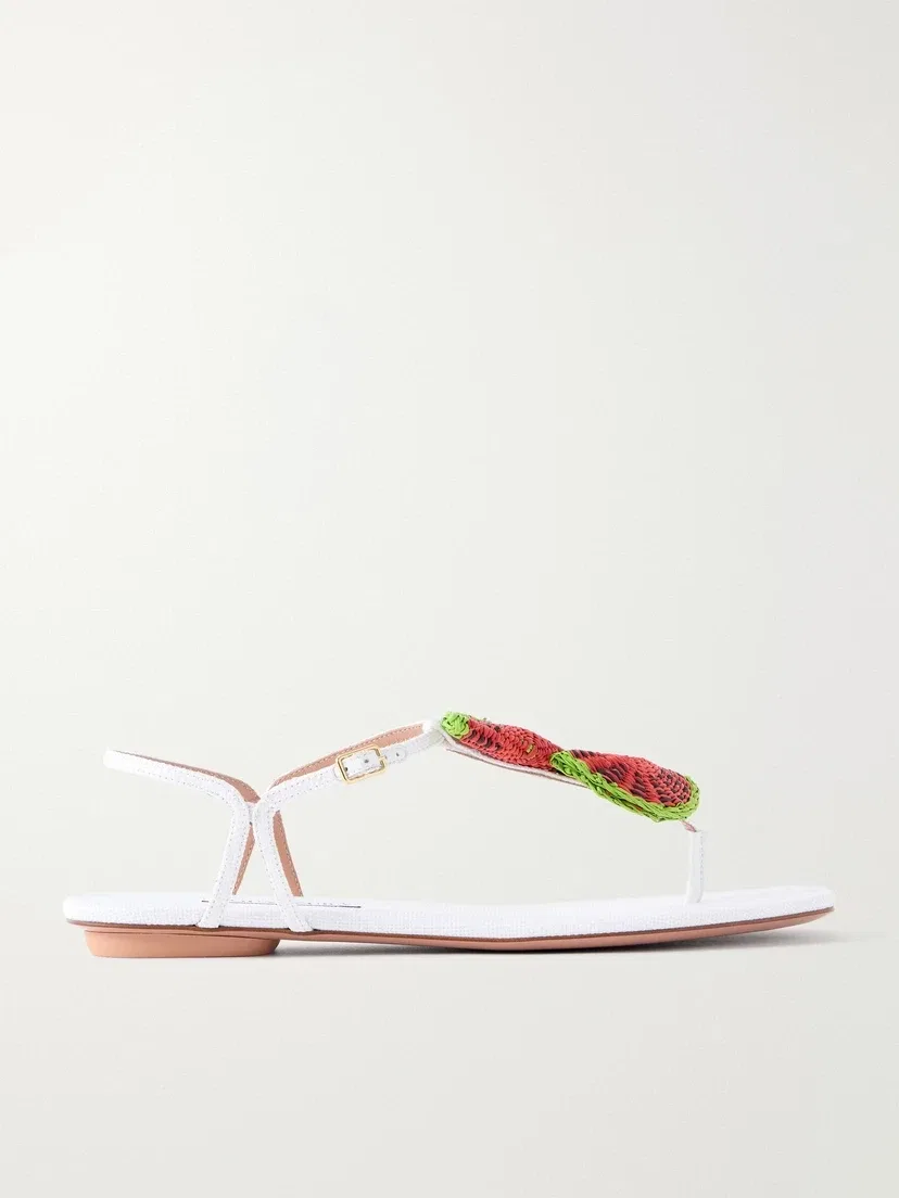 Украшенные вьетнамки из рафии Aquazzura, белый
