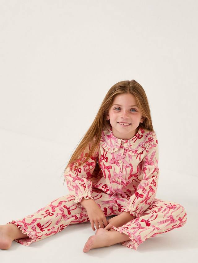 

Детский хлопковый пижамный комплект с бантиками Monsoon, Cream