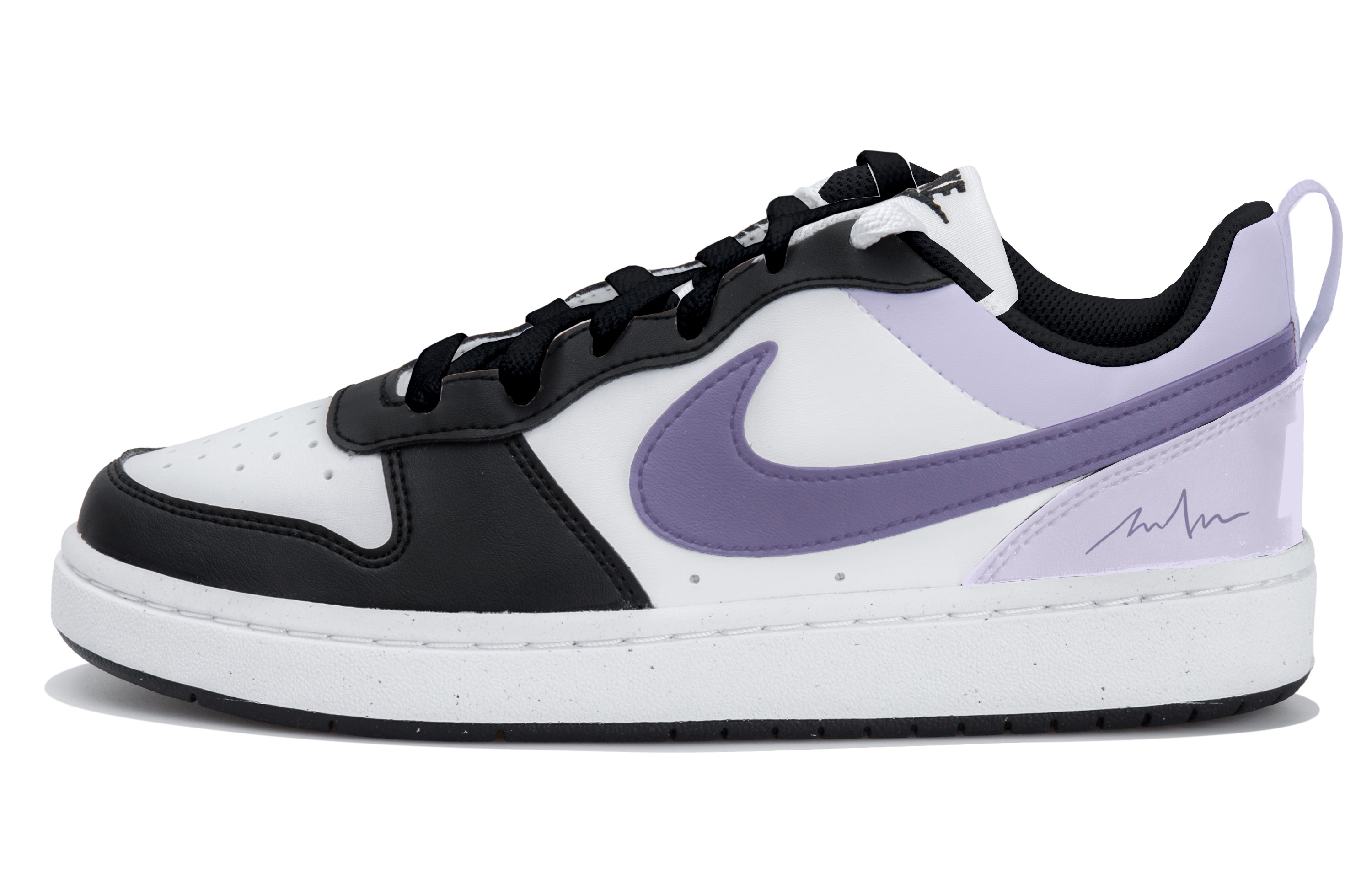 

Низкие детские кроссовки для скейтбординга Court Borough для подростков Nike, белый/черный/фиолетовый