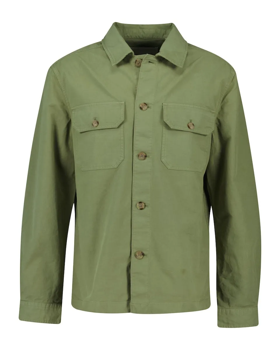

Мужская рубашка-овершейт с застежкой на пуговицы и карманом на груди Gant, военный зеленый