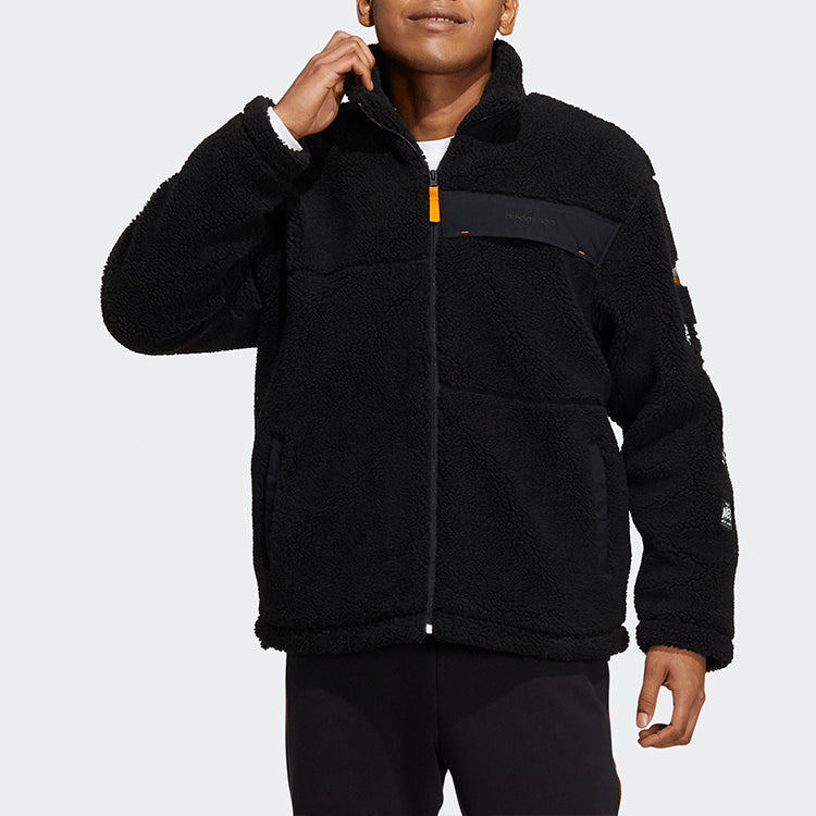 Куртка adidas neo logo Casual Stand Collar Windproof Sports Jacket Black HG9030 — фото 2