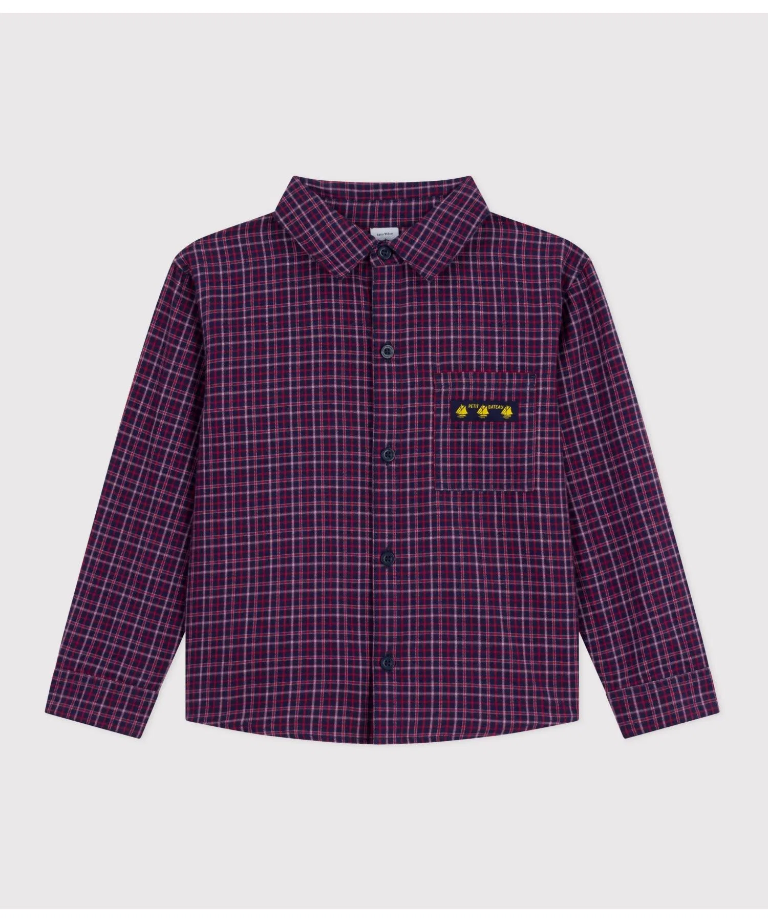Детская рубашка в клетку Petit Bateau тёмно-синяя