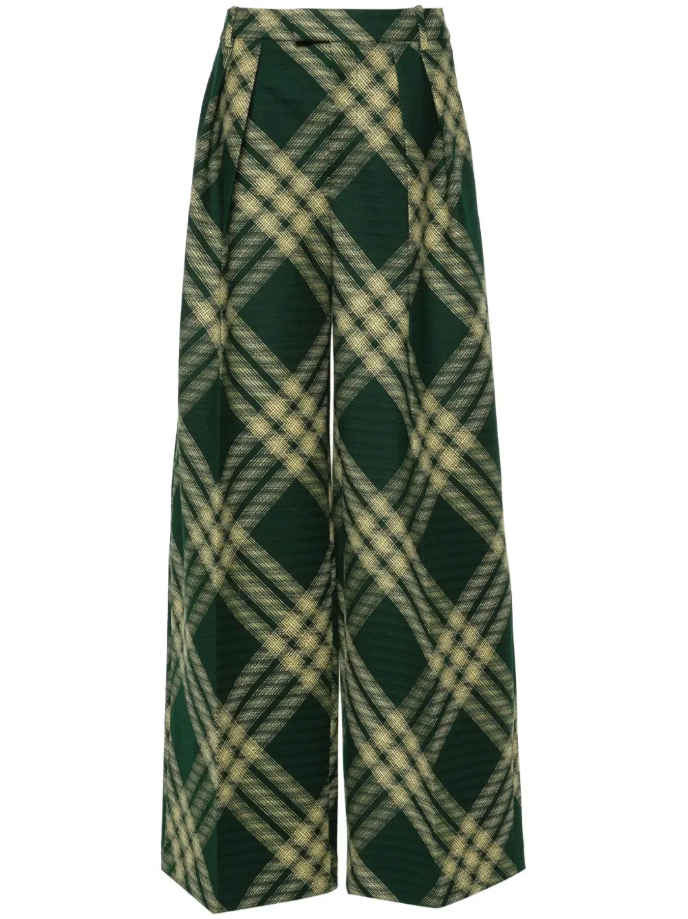 Брюки Burberry, шерстяные, с складками, зеленый