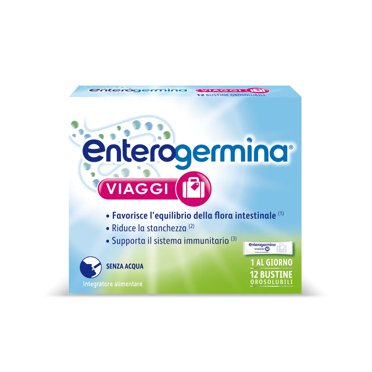 

Enterogermina Viaggi Добавка с молочнокислыми ферментами, 12 пакетиков