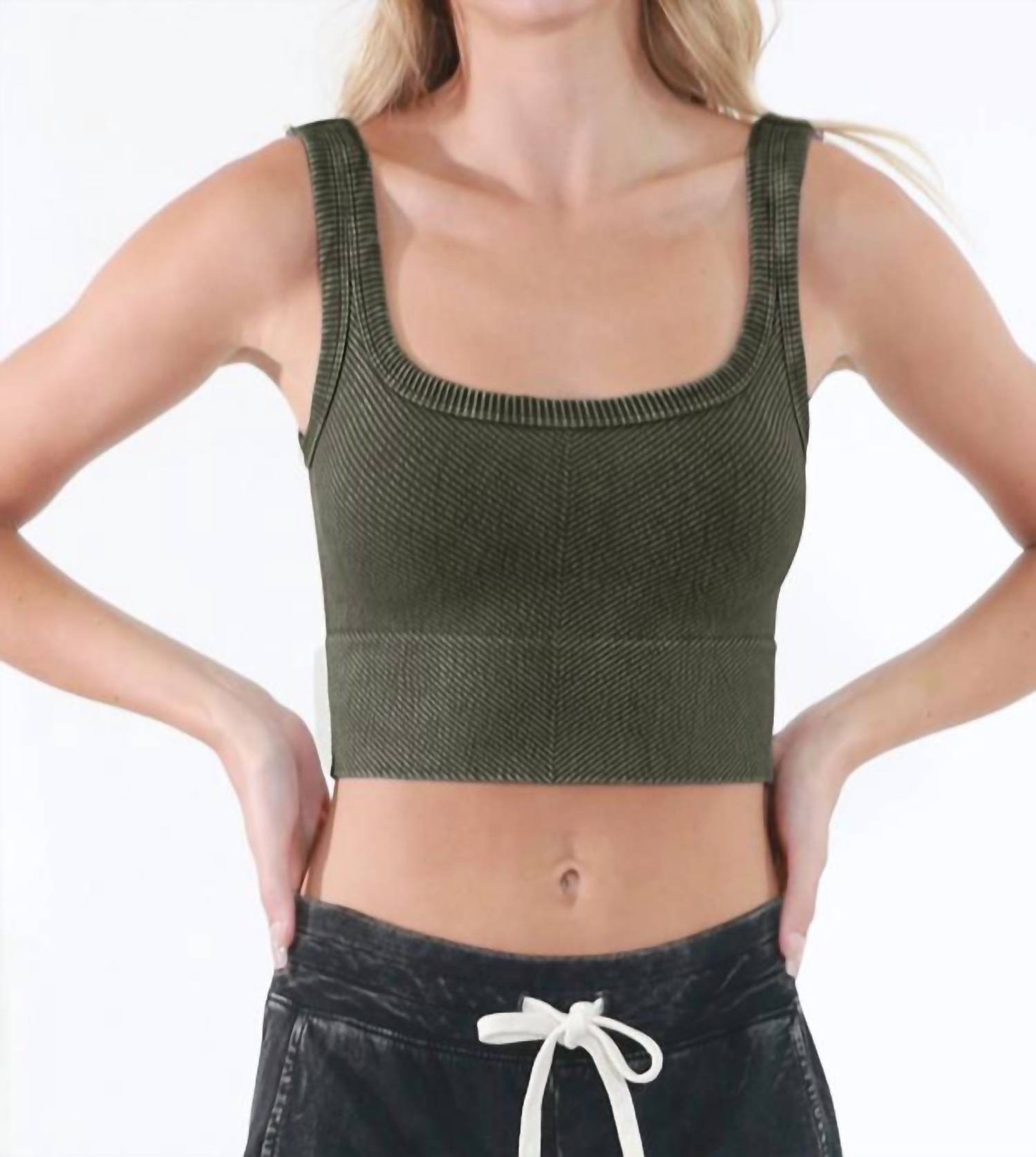 

Укороченный топ Wash Ribbed In Vintage Secret Moss Nikibiki