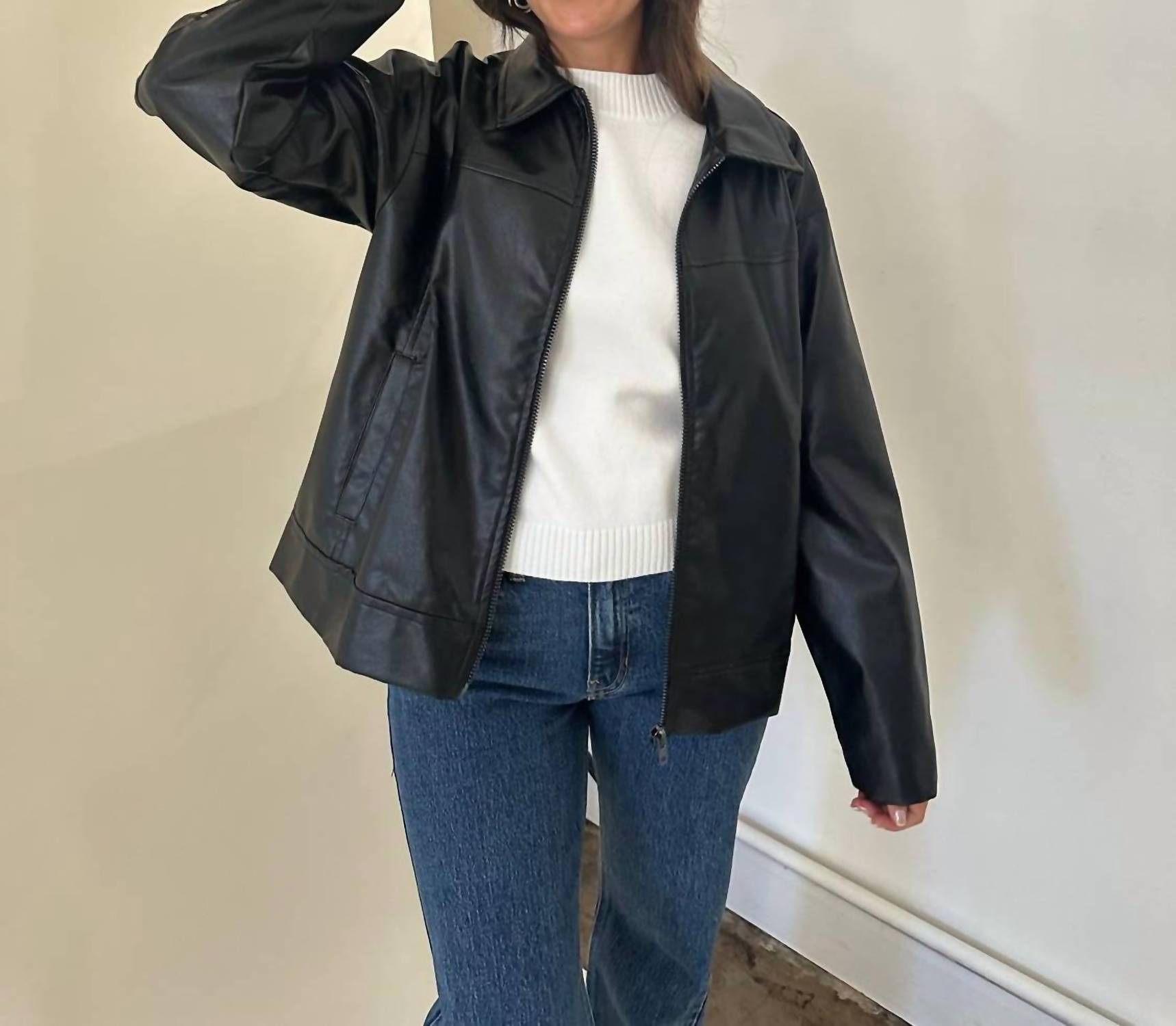 

Черная куртка из искусственной кожи Pepper Needii