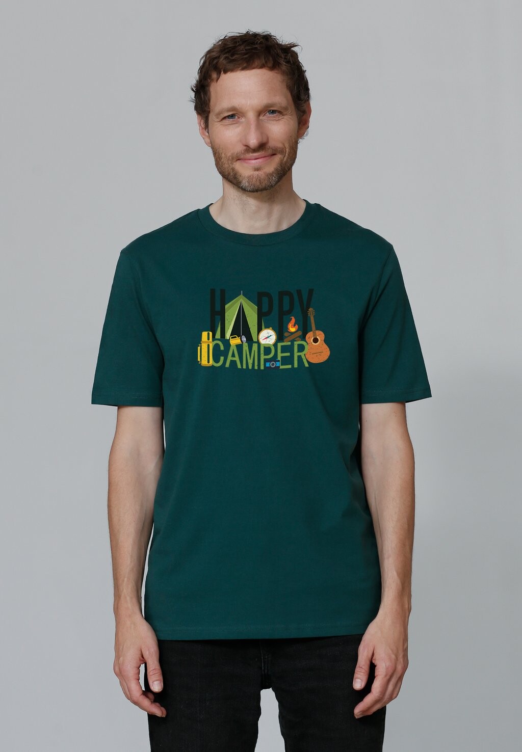 

Футболка с принтом HAPPY CAMPER watapparel, темно-зеленый