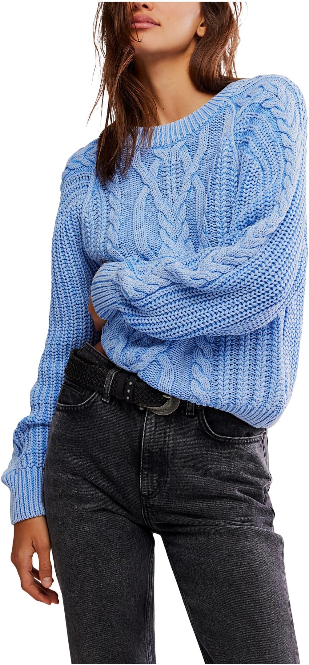 

Свитер Free People Women's Frankie Cable Sweater, Della Robbia Blue