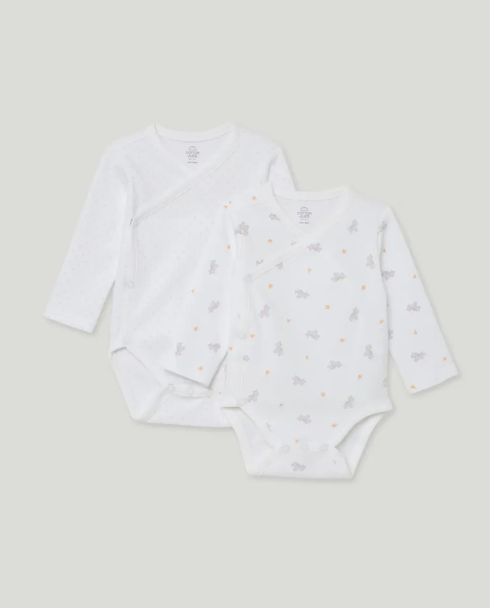 

Набор из двух боди для новорожденных с длинным рукавом Cotton Juice, черный