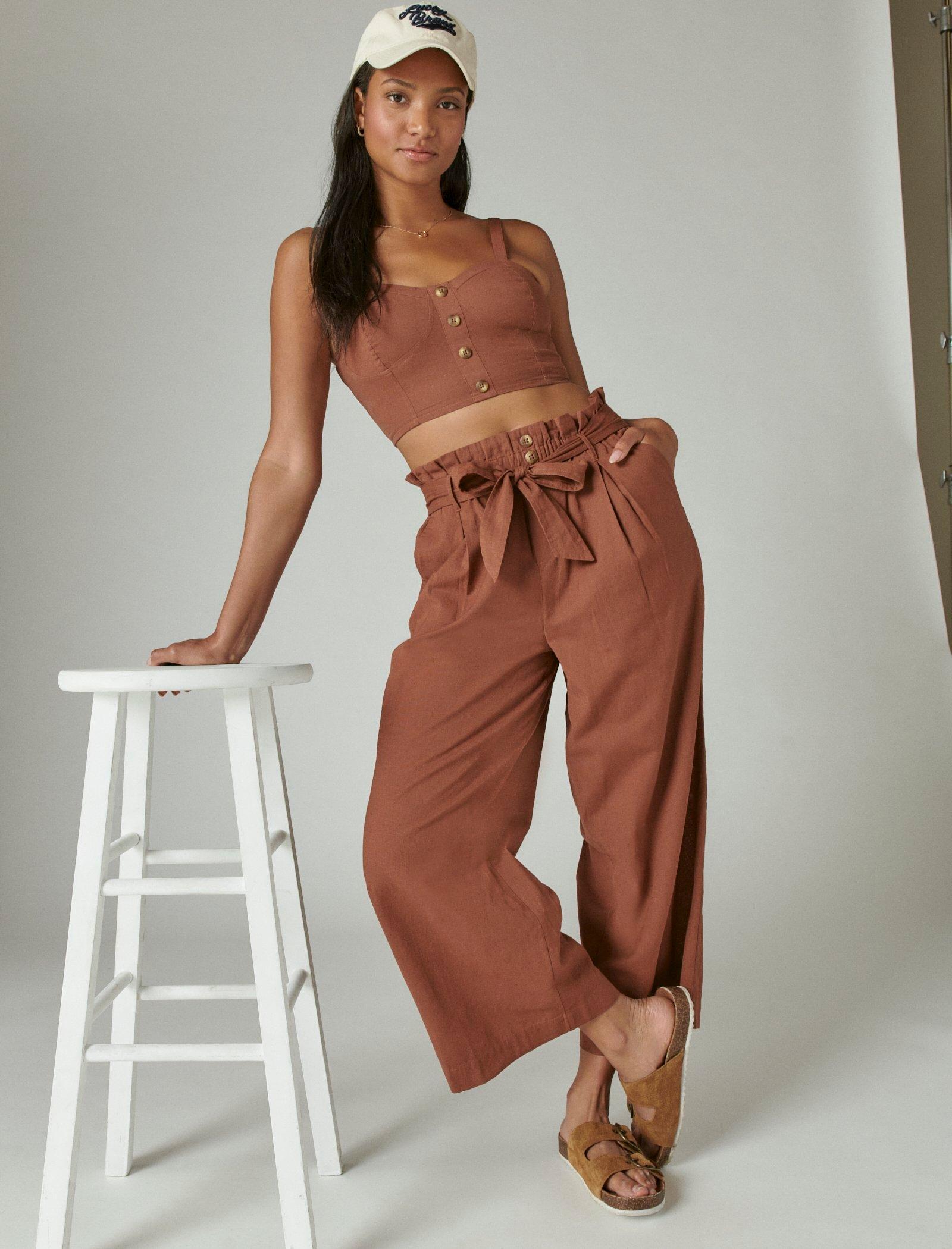 

Lucky Brand Женский топ на пуговицах спереди Matchback, цвет brown sugar