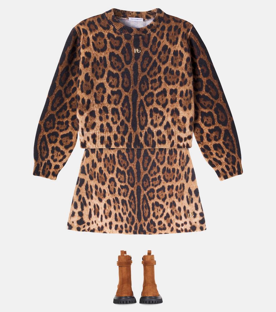 Свитер DG из шерсти жаккард с леопардовым принтом Dolce&Gabbana Kids, Leo New — фото 2