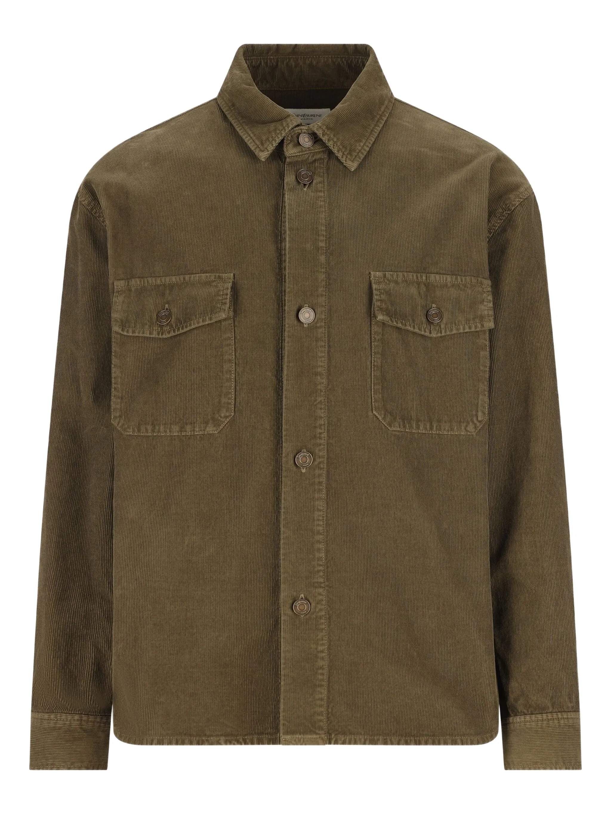 

Вельветовая рубашка с карманами Saint Laurent, зеленый