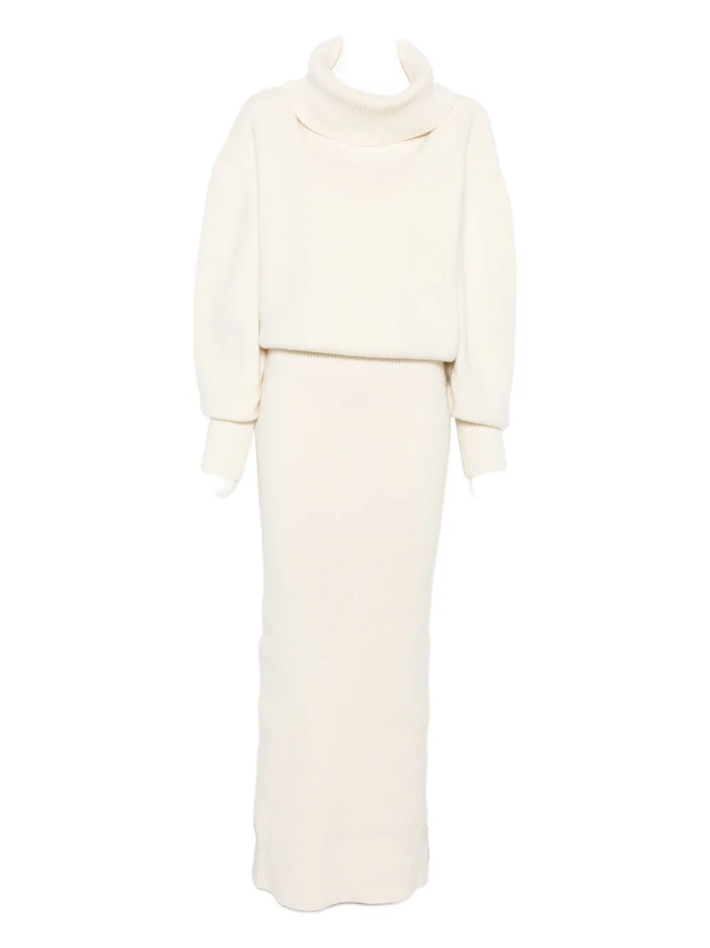 

Платье с высоким воротником и ребристой вязкой JACQUEMUS, белый