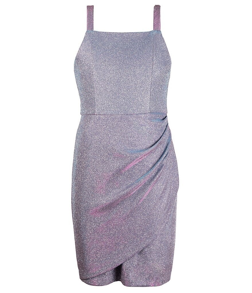 

Stella 88 Big Girls 7–16 Платье-футляр без рукавов с перекрытием и плиссировкой металлического цвета, синий