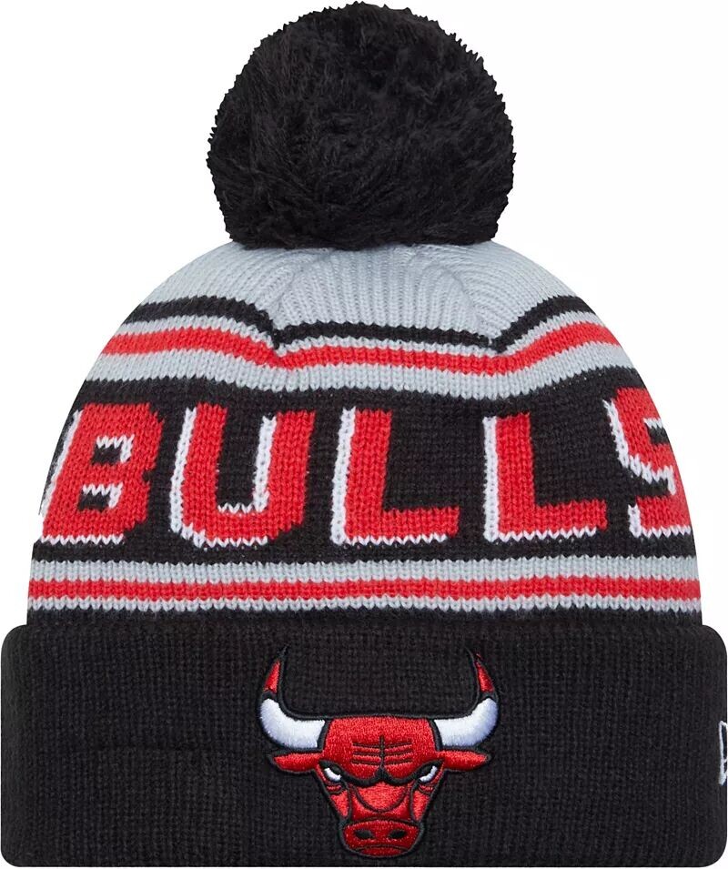 

Черная вязаная шапка New Era для взрослых Chicago Bulls