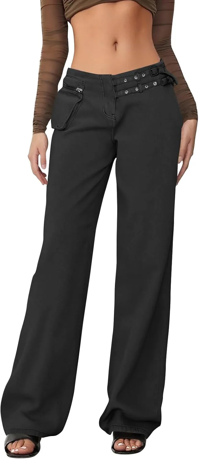 

Женские джинсы прямые широкие loose leg vintage low rise HYYGOCCTV