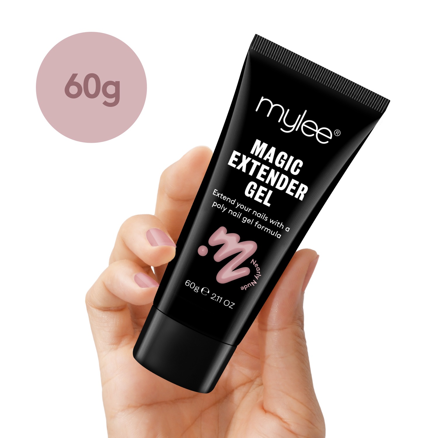 Гель-лак для ногтей magic extender gel (farblos) Mylee, magic extender gel nearly nude, вес 60 гр. — фото 3
