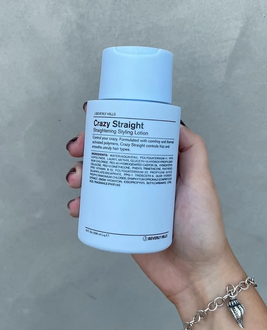Лосьон для укладки волос J Beverly Hills Blue Crazy Straight с витамином B5 для контроля пушистости, 8 унций. — фото 4