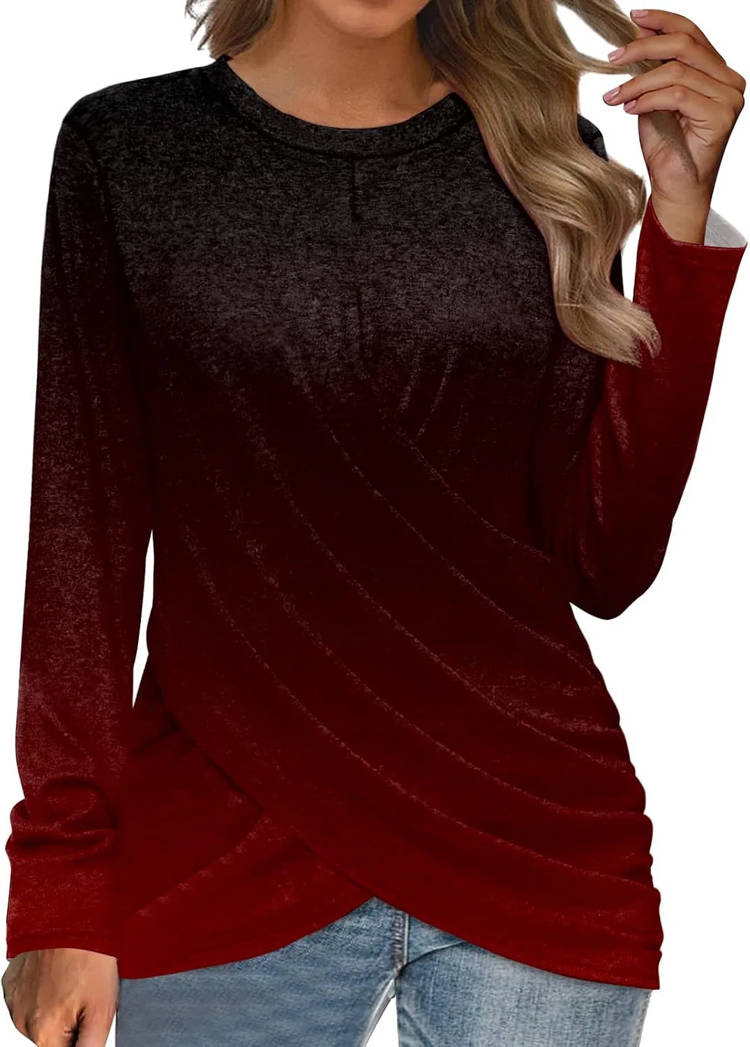 Блуза с длинным рукавом, свободная, из коллекции T-Shirt, синий — фото 4