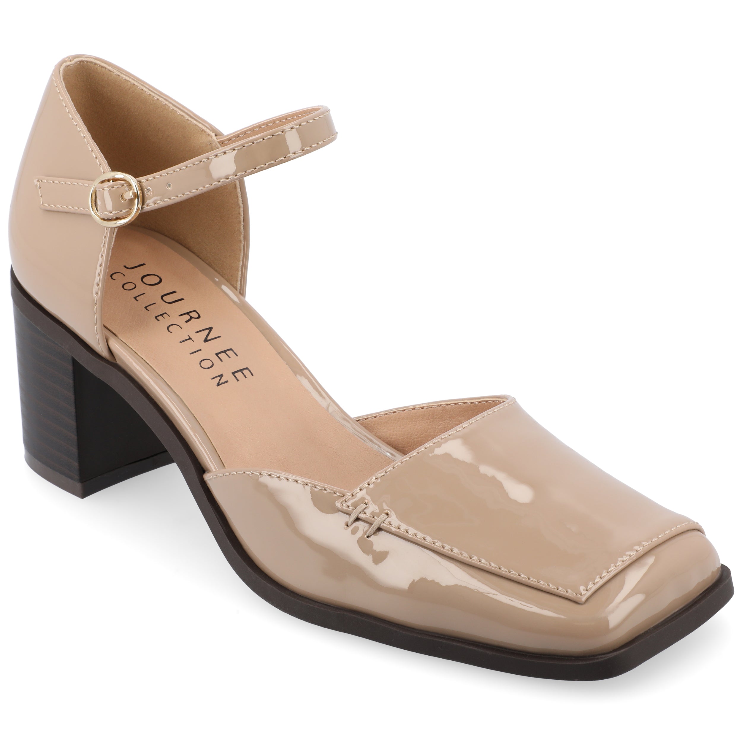 Женские туфли-лодочки Journee Evangeline на среднюю и широкую колодку Journee Collection, Patent/Taupe